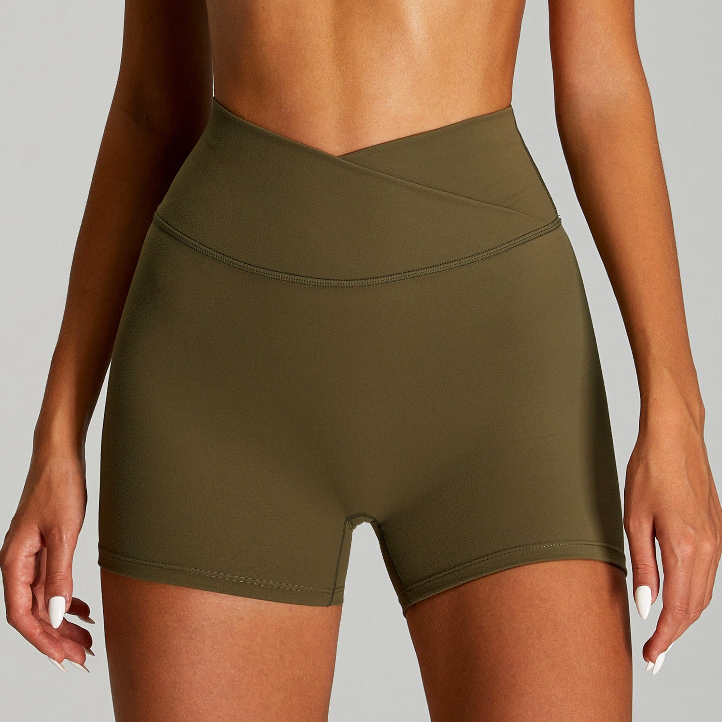 Nude Feel Cross High Waist Yoga Shorts Til Kvinder Stramme Sports- og Fitnessshorts