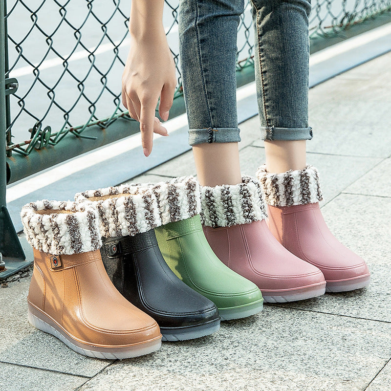 New Women's Low Tube Outdoor Candy Color Plus Cotton Water Shoes