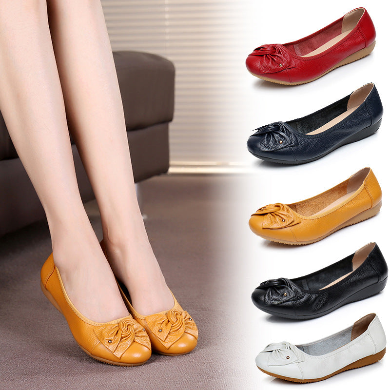 Leather Low-cut Beef Tendon Comfortable Shoes Soft Soled Flats Leisure