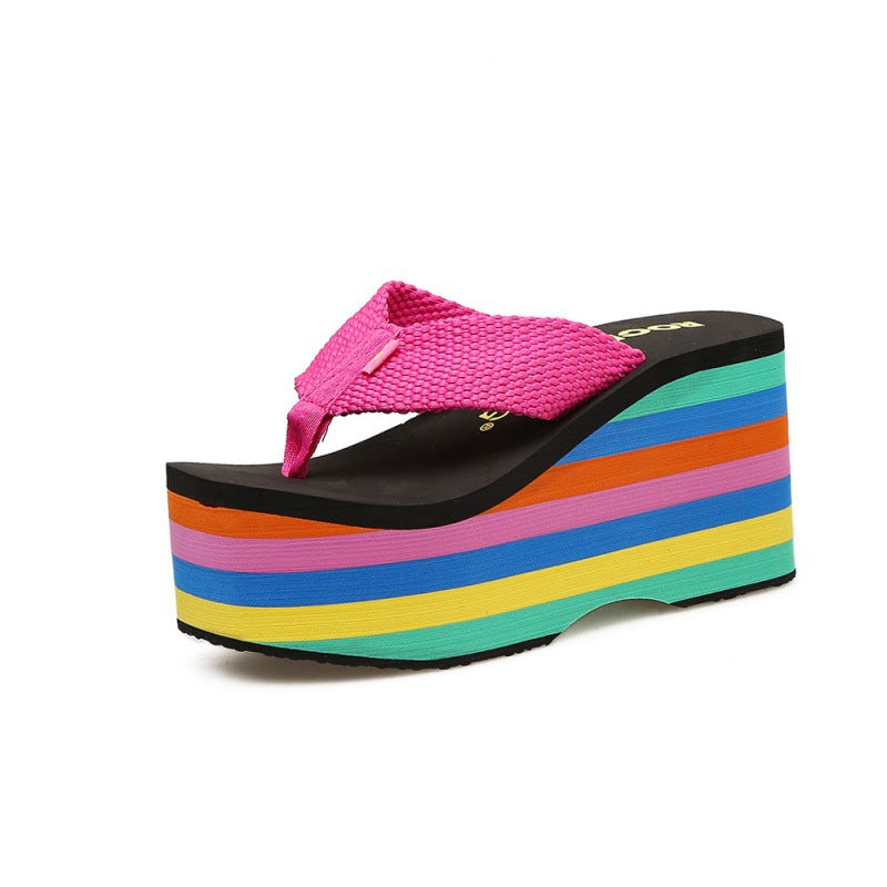 Rainbow Platform Sandals Super High Heel Flip-flops
