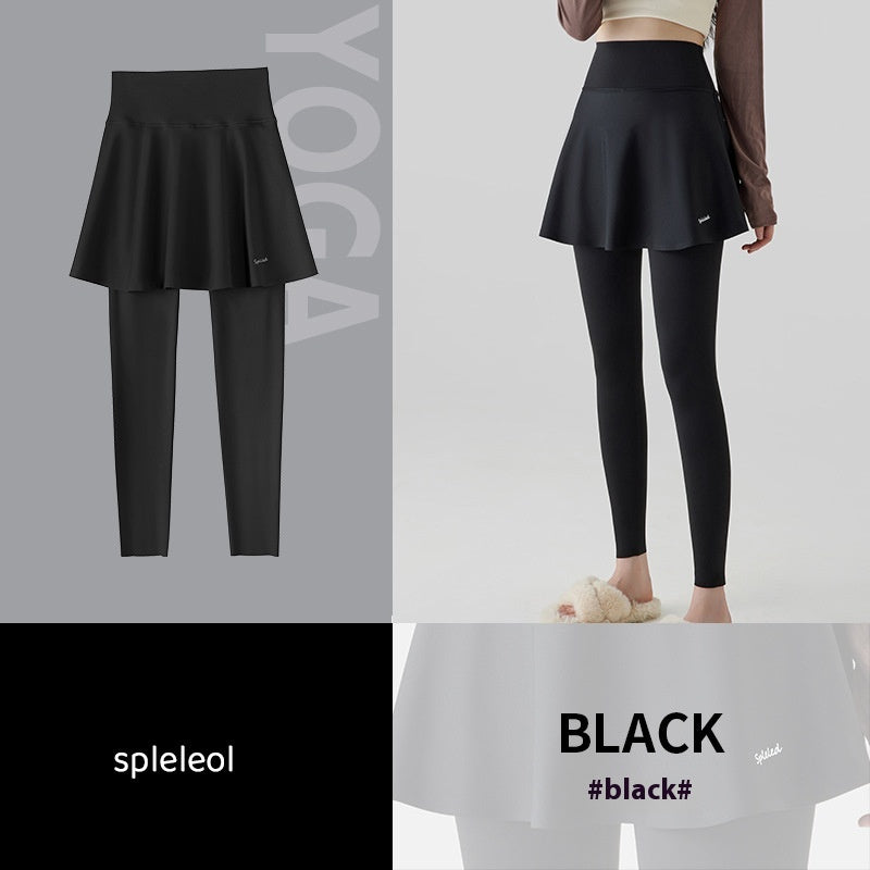 Yoga Culottes til kvinder, Høj Talje, Hofte Løft, Overtøj, Forår og Efterår, Tynd, Falsk To-delt Skort