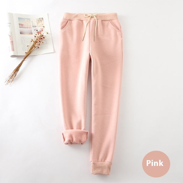 Autumn And Winter Fleece-lined Thickened Casual Pants Women's Pearl Velvet Sweatpants