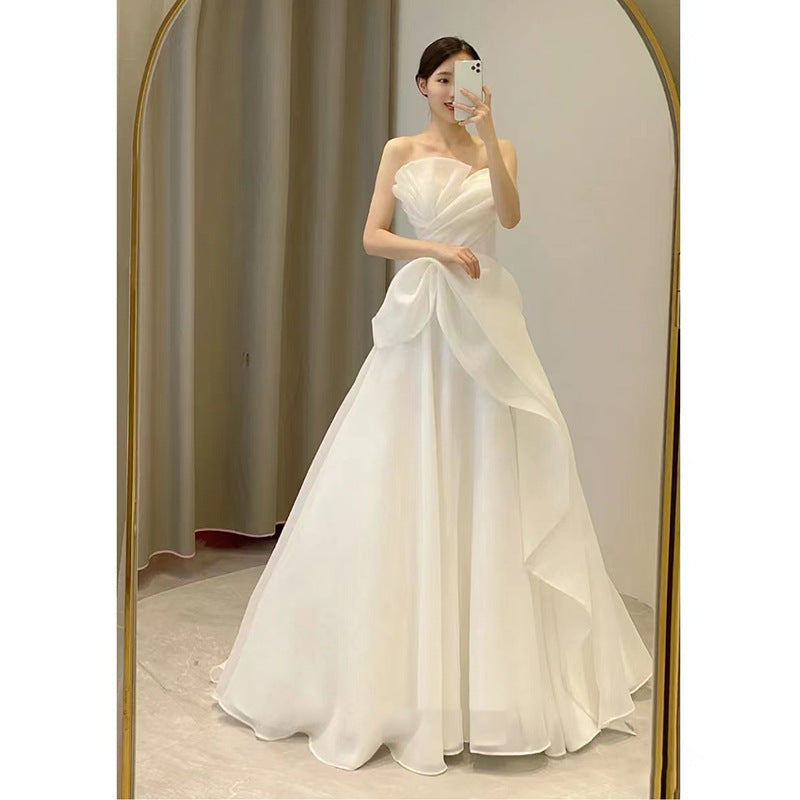 Welcome Yarn Fairy New Bridal French Entry Lux Trip Shoot Simple White Gauze Skirt