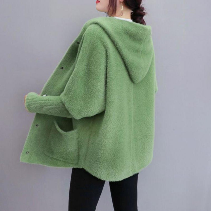 Loose All-matching Thickened Double-sided Velvet Knitted Cardigan