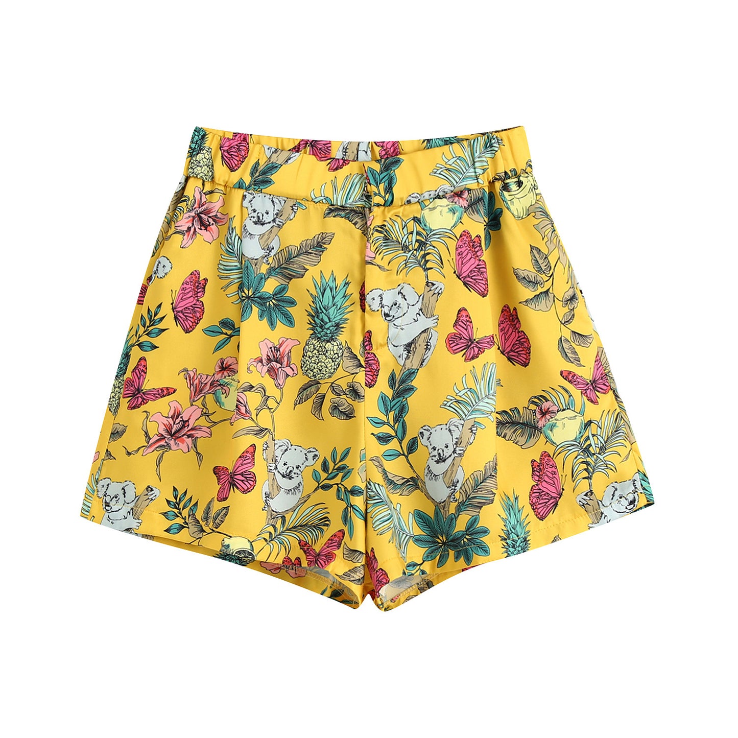 Women's yellow print shorts