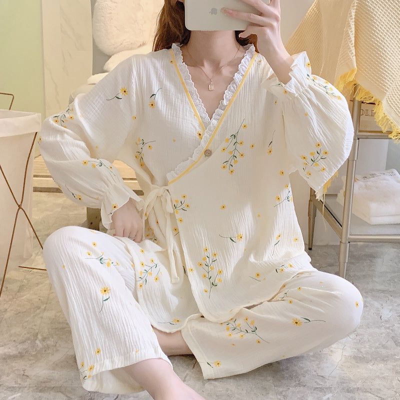 Thin Kimono Nursing Pajamas Maternity Postpartum Feeding Maternity Home Wear
