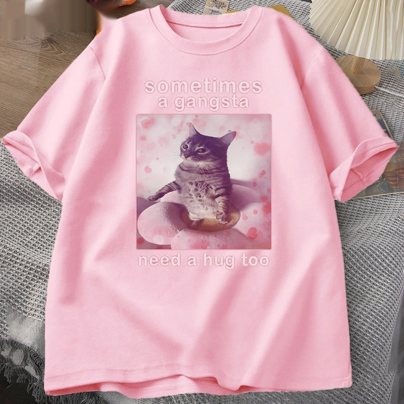 Summer Loose Short Sleeves T-shirt Men's And Women's Round Neck