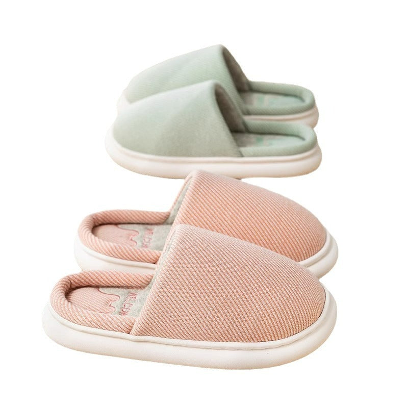 Autumn New Linen Women's Four Seasons Home Indoor Platform Slippers