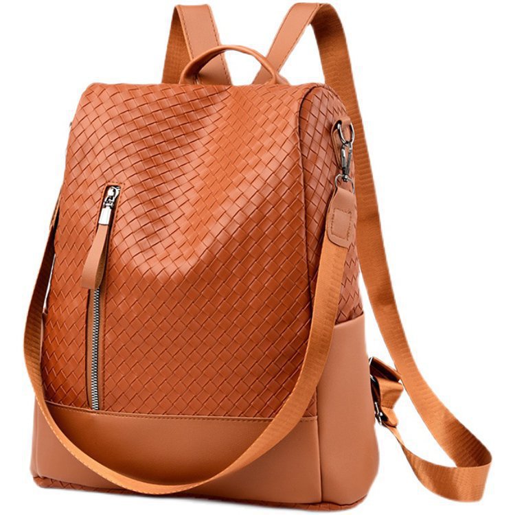 Retro Fashion Woven One Shoulder Portable Backpack Leisure Large Capacity Anti-theft