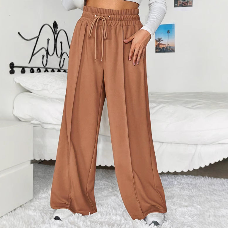 Plus-size Women's Casual Drawstring Waist Wide-leg Loose Pants