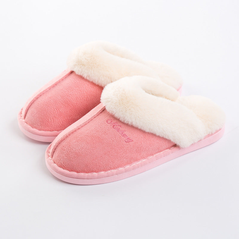 Thermal plush indoor lovers non-slip cotton slippers