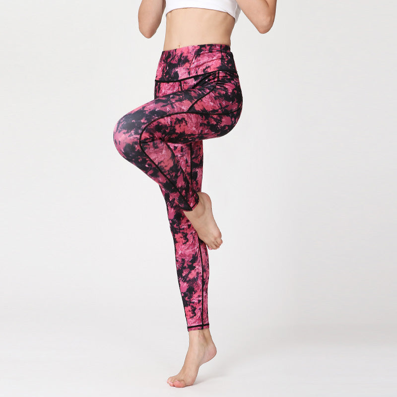 Tie-dye printed yoga pants
