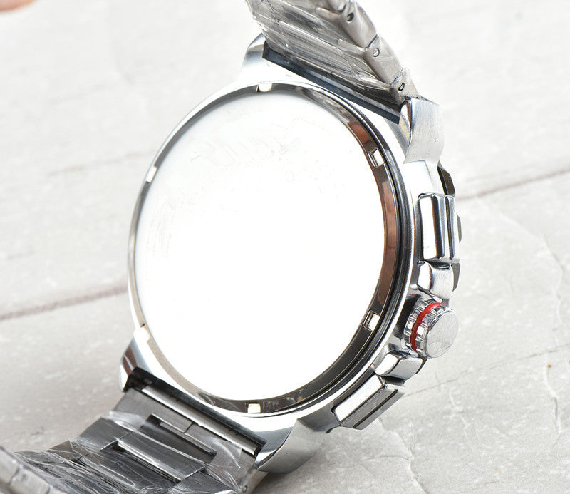Six-Hand Running-Second Steel Band Watch