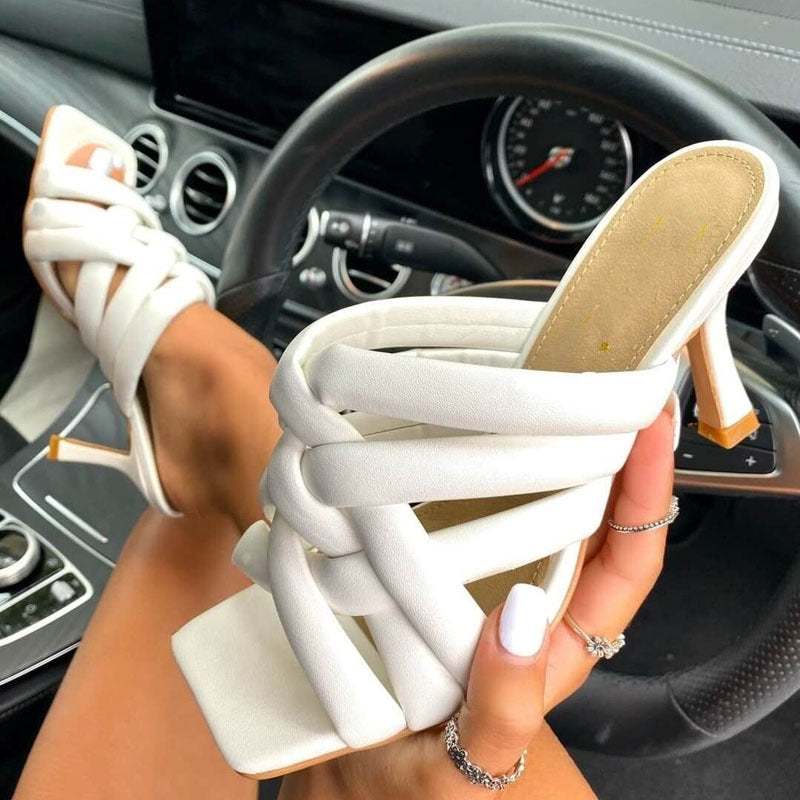 Square Head Toe High Heel Sandals Girl