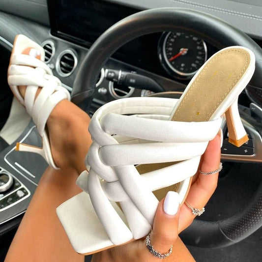 Square Head Toe High Heel Sandals Girl