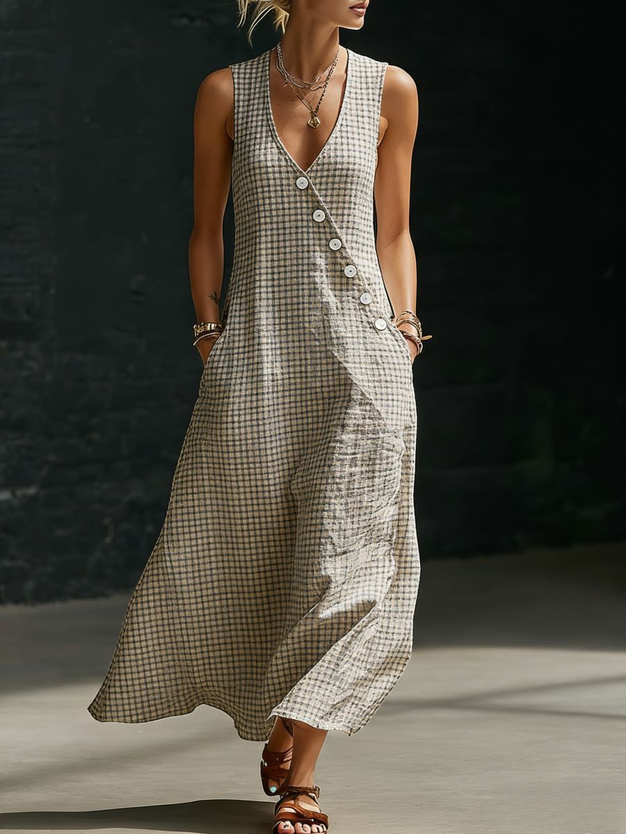 Loose-fitting V-neck Cross-over Shirt And Wide-leg Pants