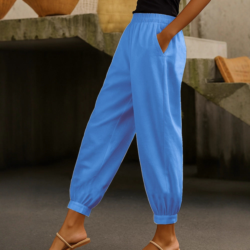Stylish Casual Everyday Skinny Pants With Side Pockets And Elastic Waist