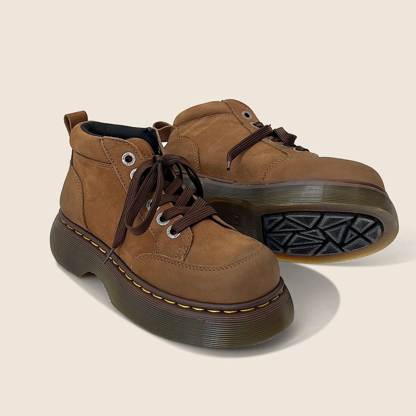 Short Dr Martens Female Lace-up Platform Worker Boots