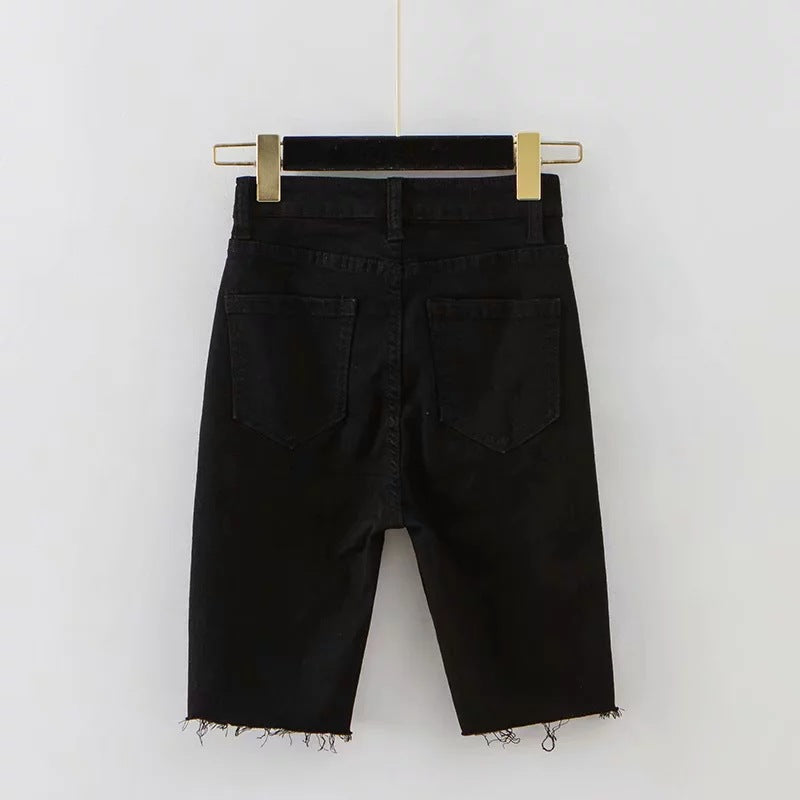 Summer high-waist straight five-point pants