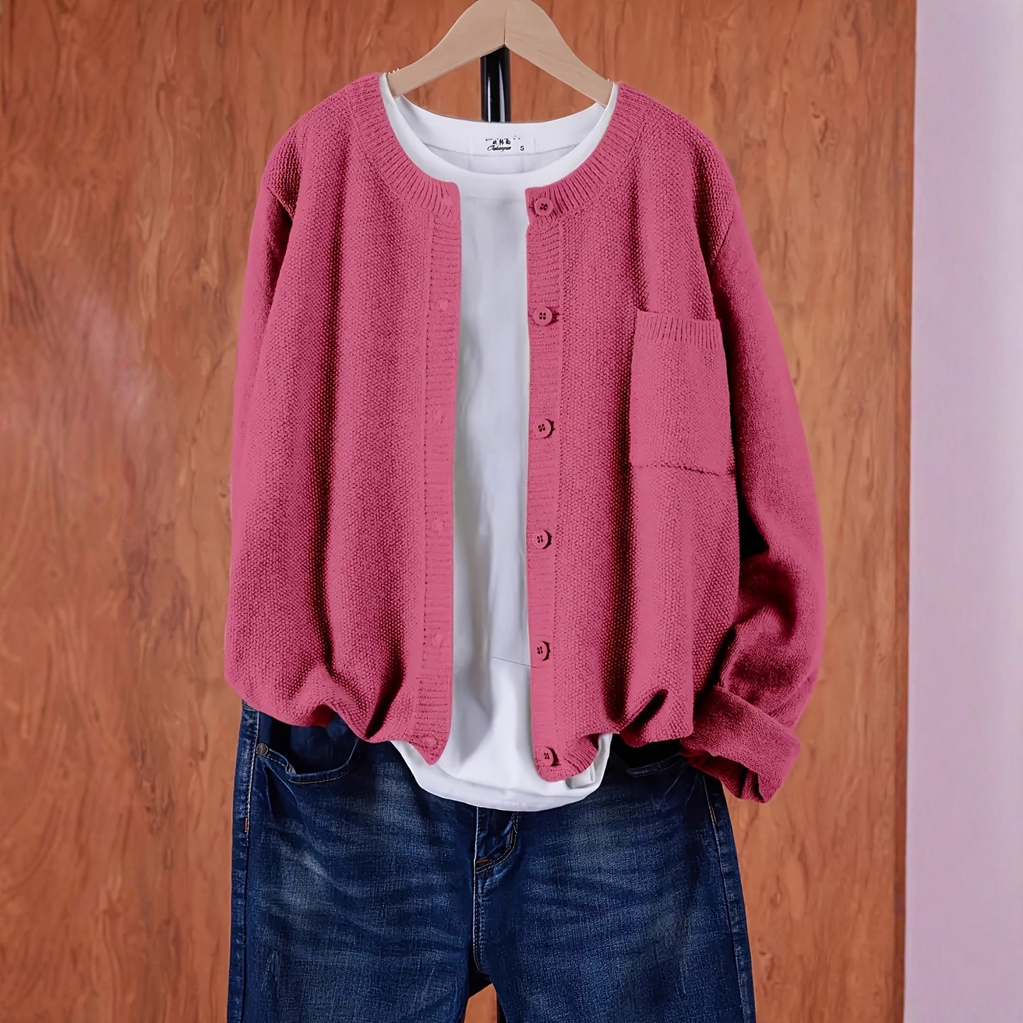 Pure Color Warm Keeping Knitted Cardigan For Women