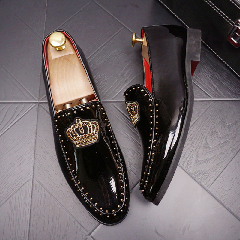 Trendy Retro Skinnende Læder Slip-on Hævet Herre Spidse Lædersko