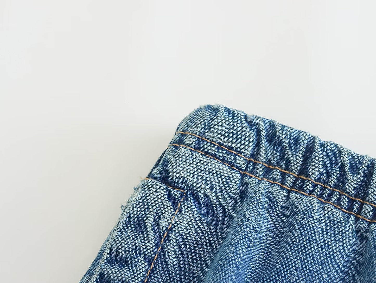 V-neck Sleeveless Vest Elastic High Waist Slit Skirt Denim Suit