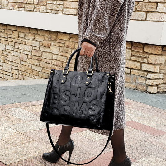 Women's Large Capacity All Match Black Shoulder Bag