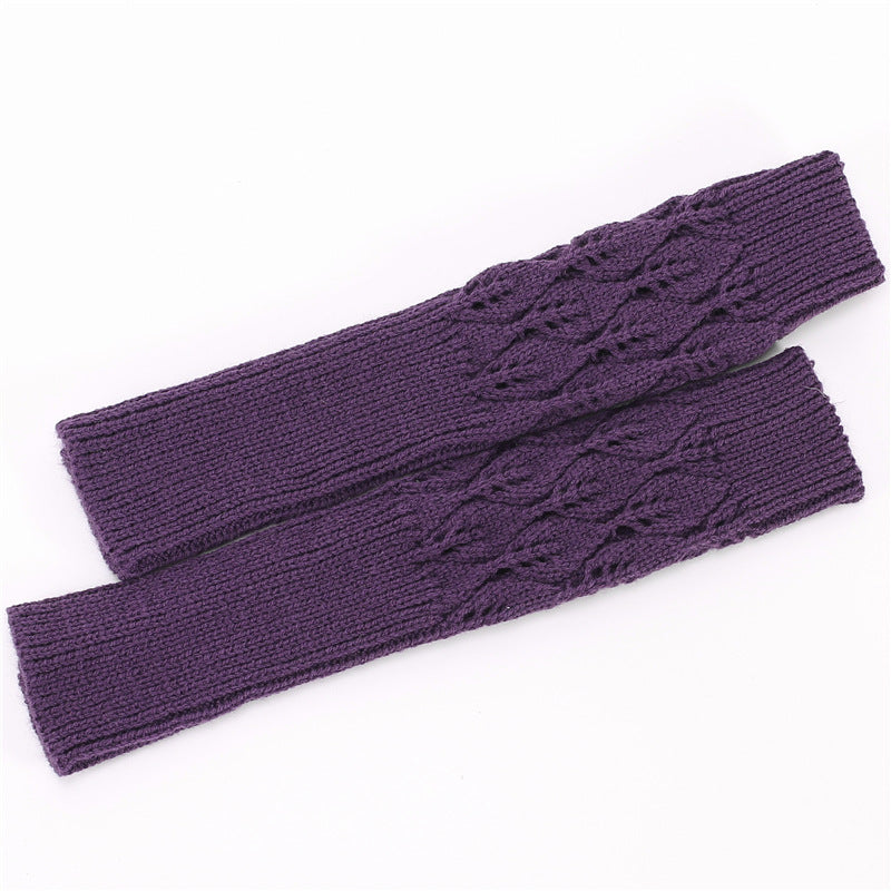 Men's Women's Knitted Jacquard Leaf Cycling Warm Gloves