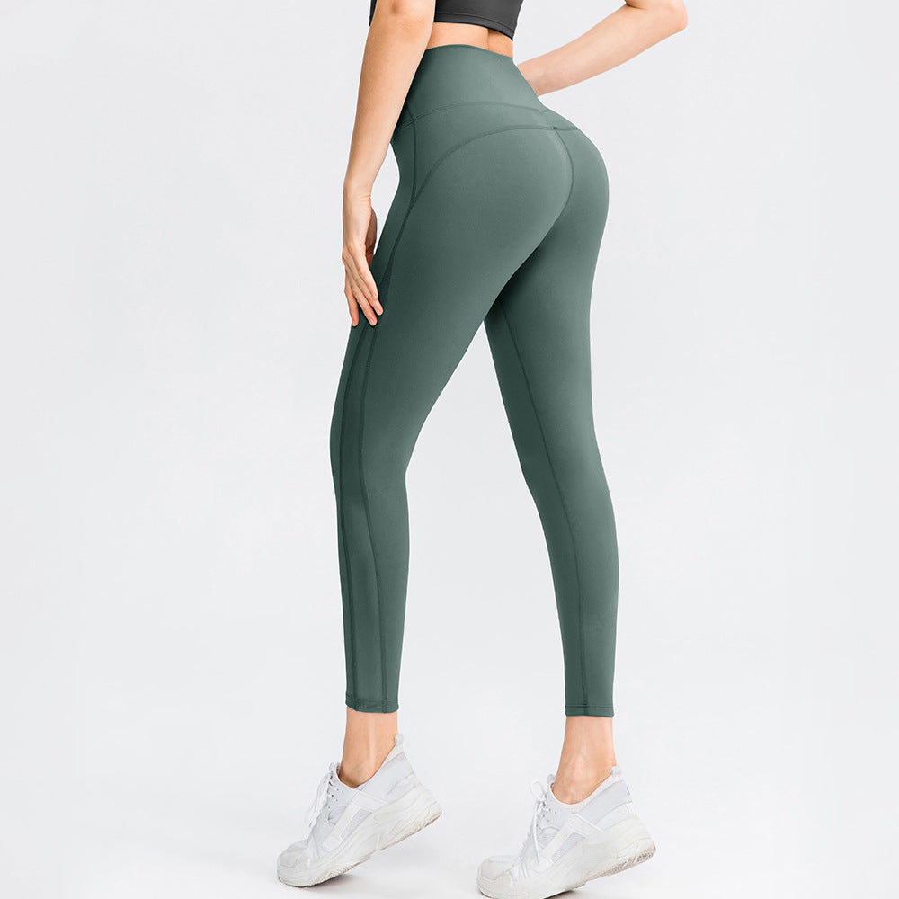 Women's Brocade Double-sided Nude Feel No Embarrassment Line Tight Pants High Waist Hip Lift