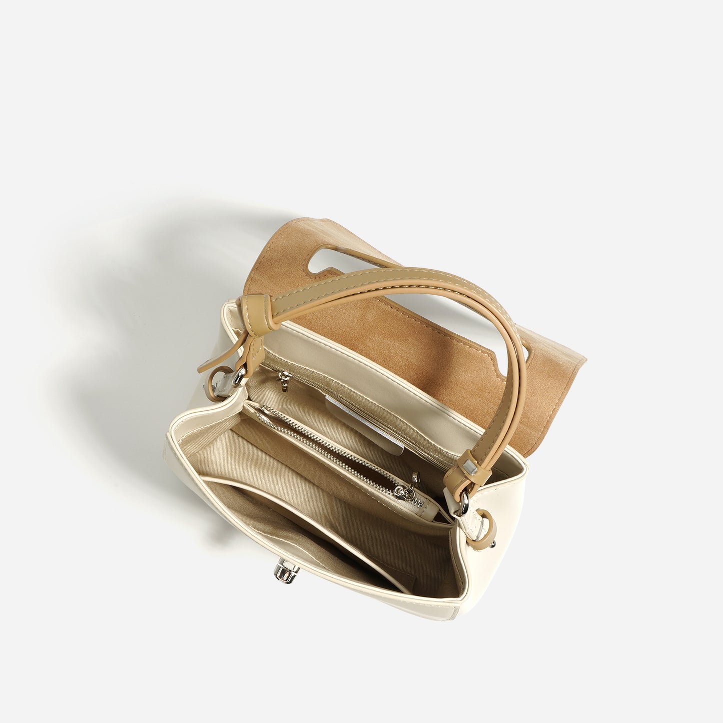 Kontrastfarvet håndtaske i okselæder Crossbody Skuldertaske