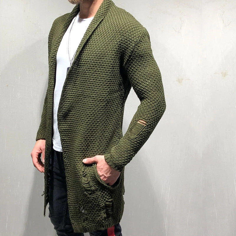 Men's mid-length cardigan sweater sweater