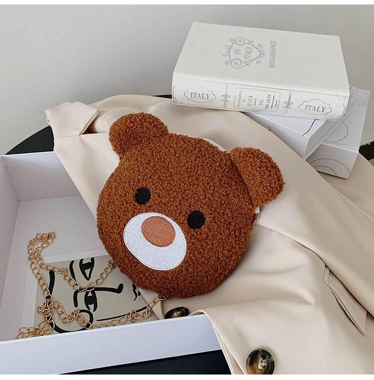 Cartoon plush bear messenger bag