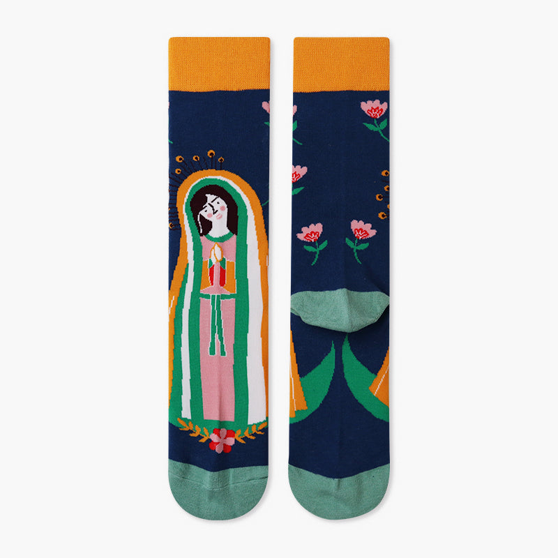 Cute Cotton Socks Women's Mid-tube Color Anime Wild Retro