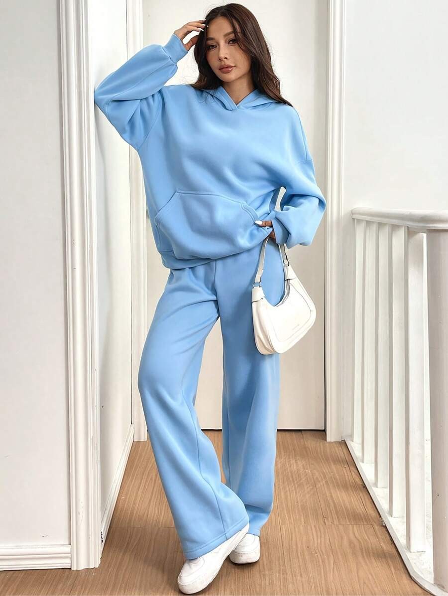 Womens Casual Warm Hooded Top And Pants Set