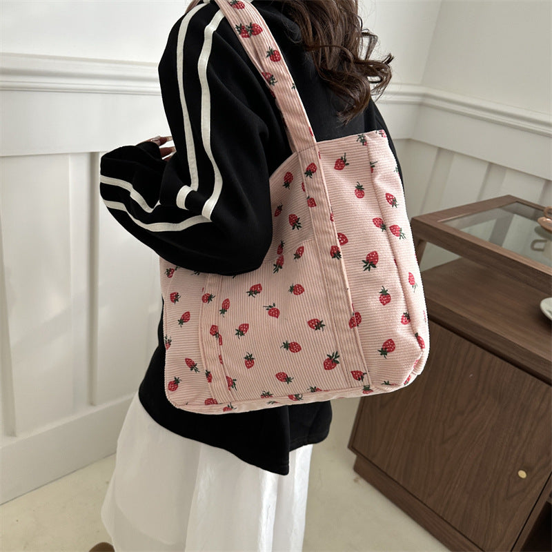 Portable Tote Bag Large Capacity Beautiful Simple Fashion Preppy Style Casual Cool Shoulder Bag