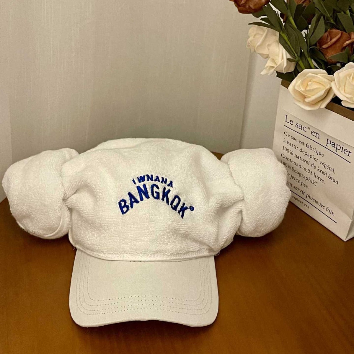 Unique And Adorable Letter-embroidered Thai Sauna Hat