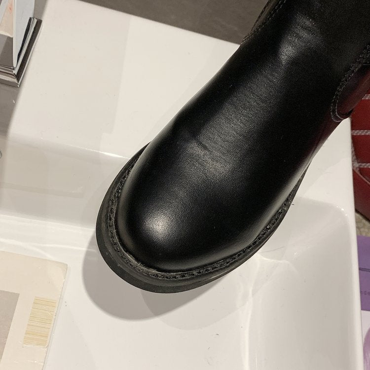 Two-tone Autumn And Winter High-top Long Boots