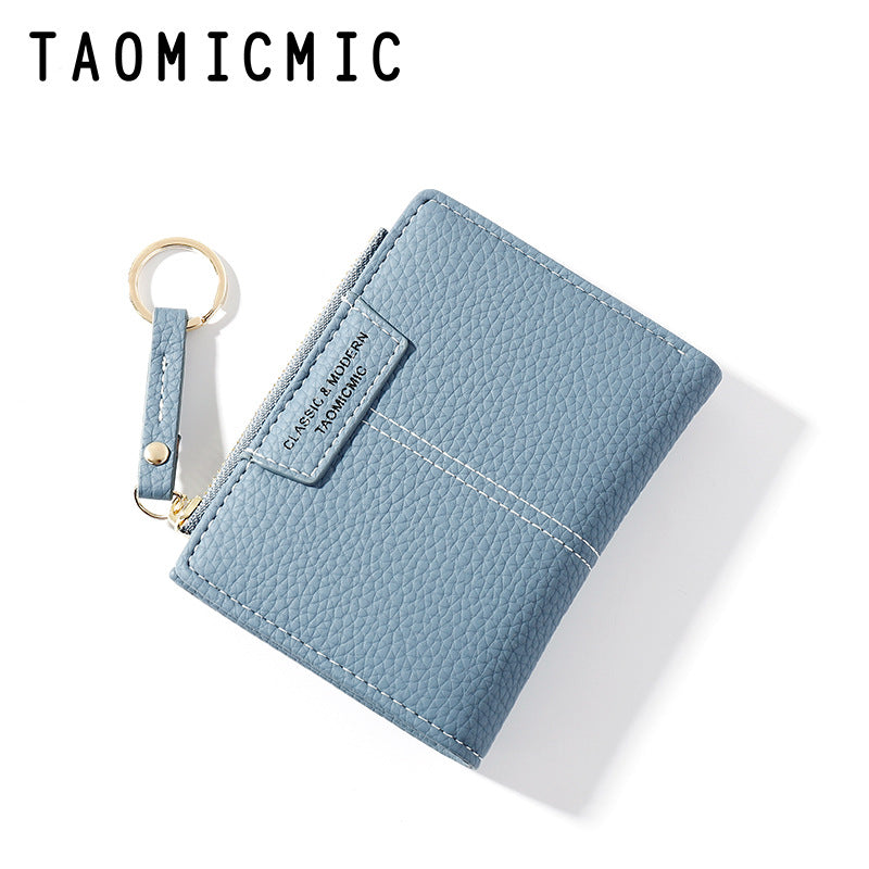 Fashion short zipper two-fold wallet women