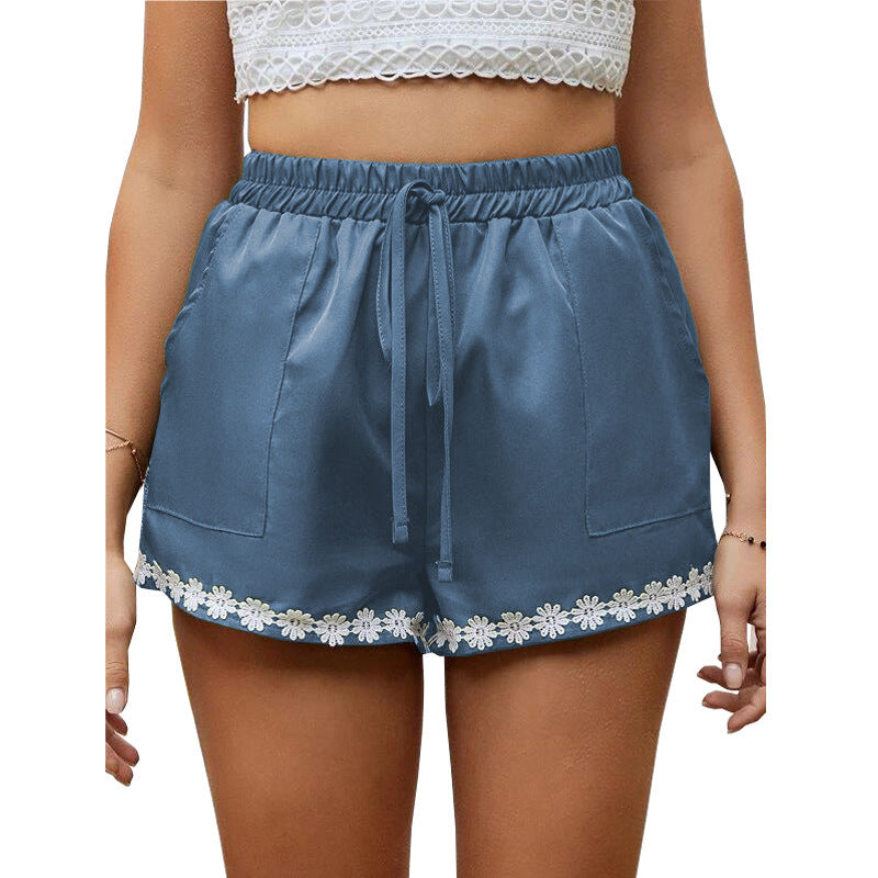 Women's Hot Pants Lace Loose Shorts Elastic Tie