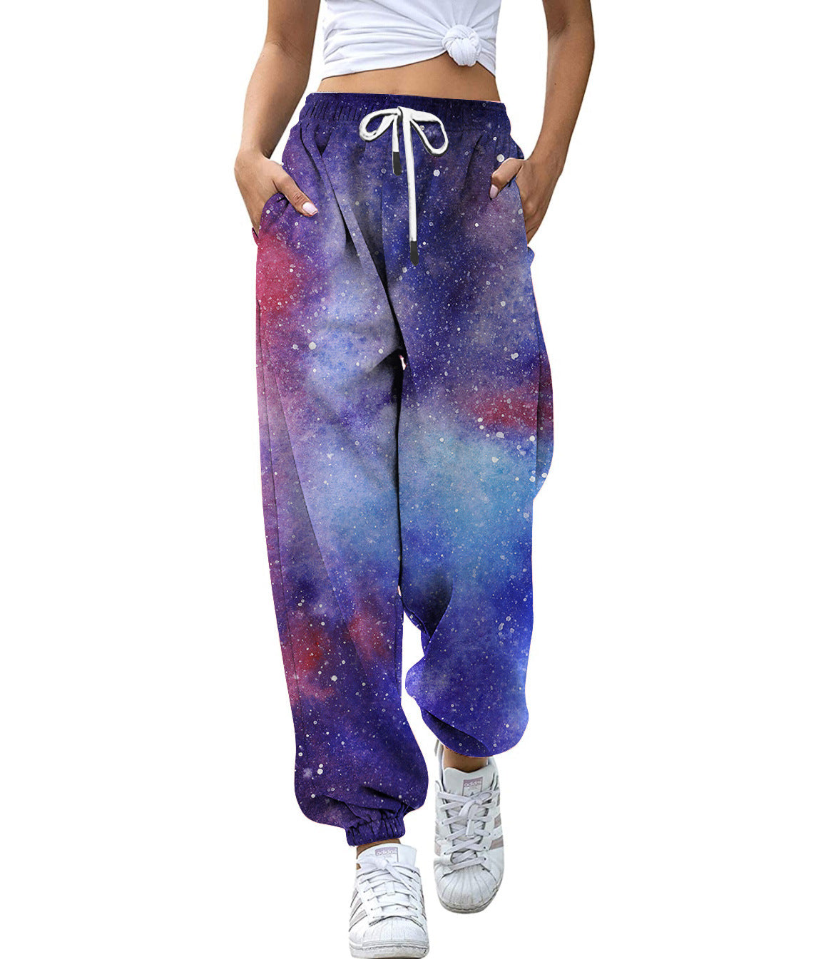 High Waist Drawstring Sports Pants Digital Printing Trousers Loose Casual Jogger Pants