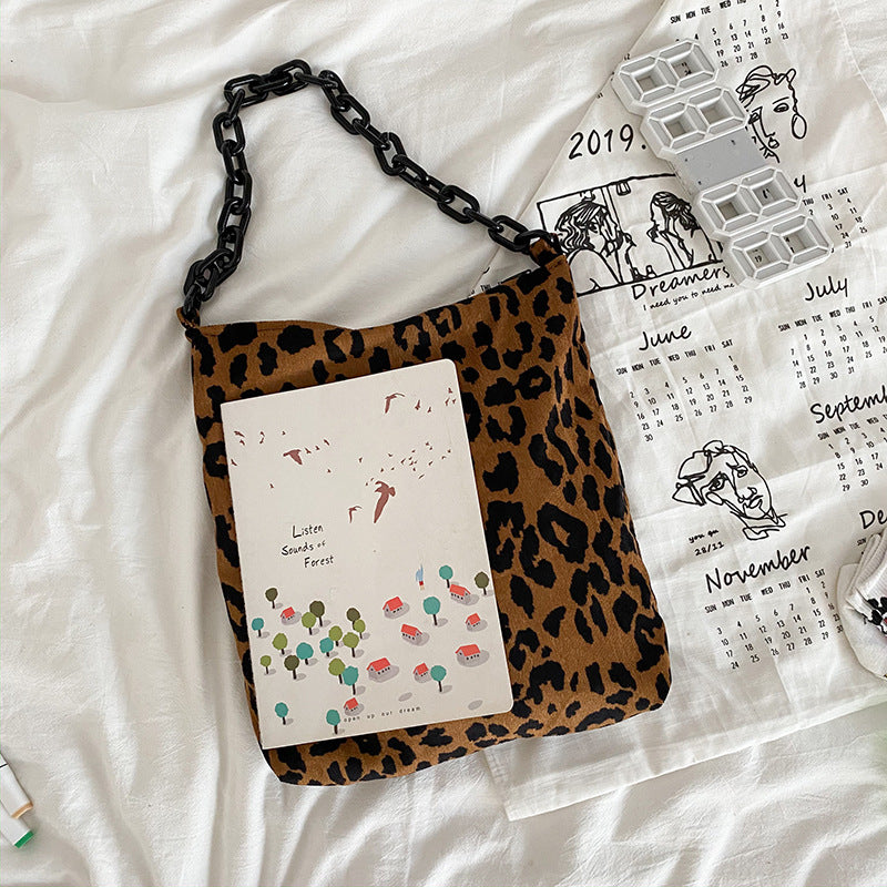 One Shoulder Zipper Corduroy Cloth Bag