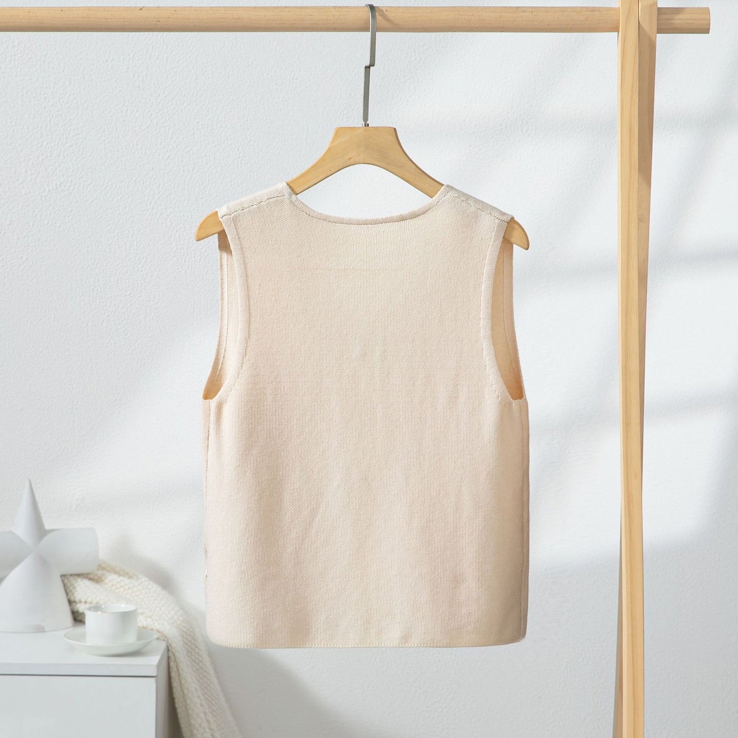 Casual Lace Up Bow Knitted Sleeveless Waistcoat Vest