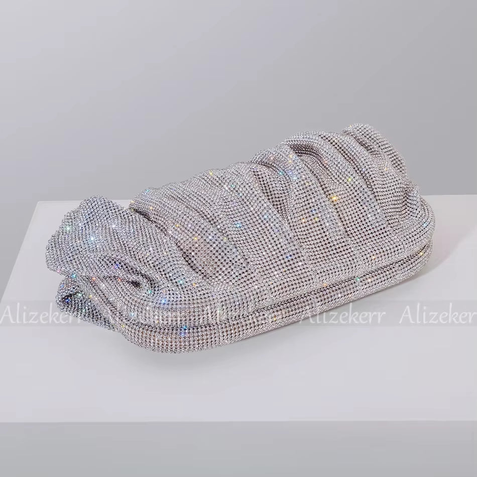 Luxury Rhinestone Evening Clutch Bags for Women - Crystal Folded Purses and Handbags for Weddings and Parties, High Quality Designer Accessories