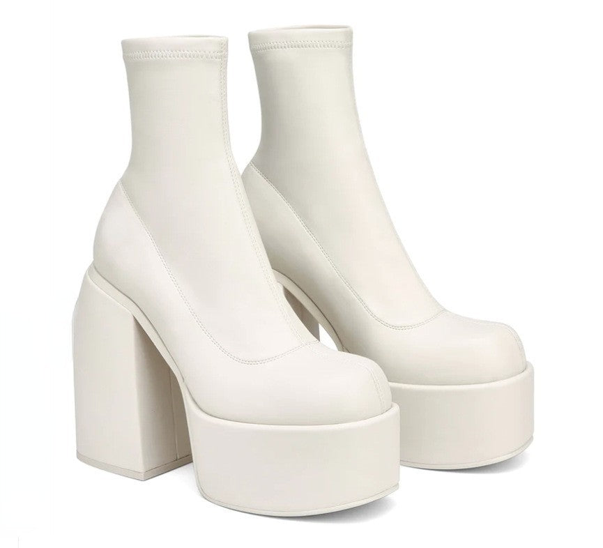 Platform High Heel Boots Scrub Stovepipe Elastic Boots