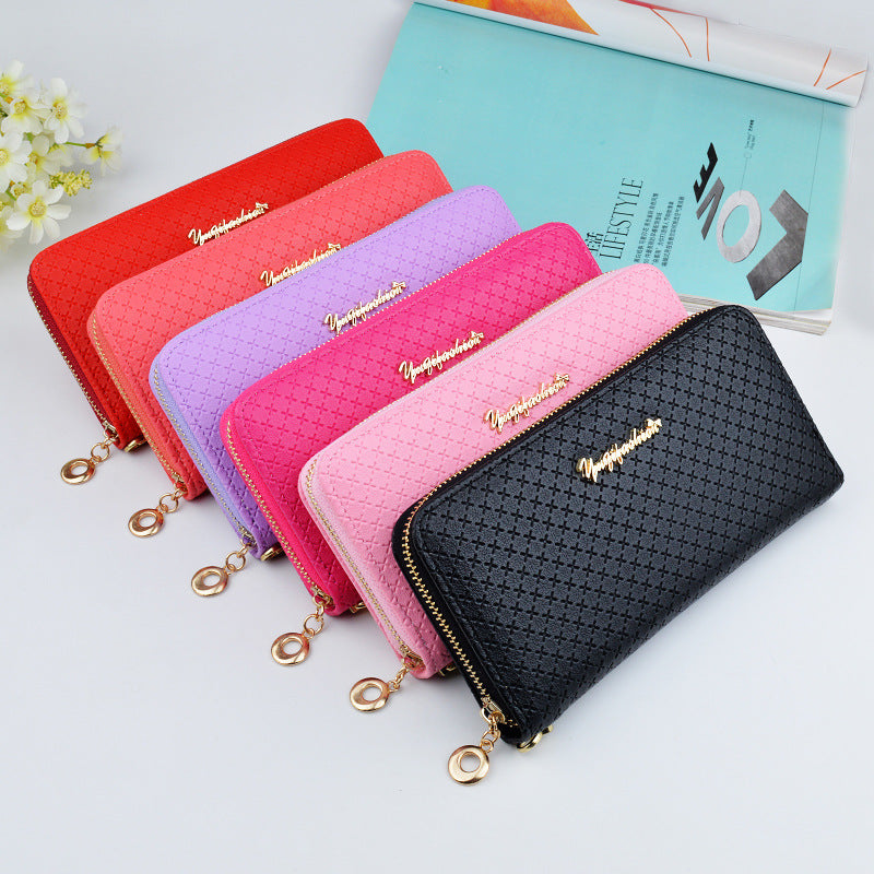 New pure color lady wristband handbag with fashionable Korean version of long style women's zipper purse wholesale money wallet wholesale