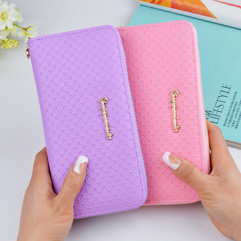 New pure color lady wristband handbag with fashionable Korean version of long style women's zipper purse wholesale money wallet wholesale