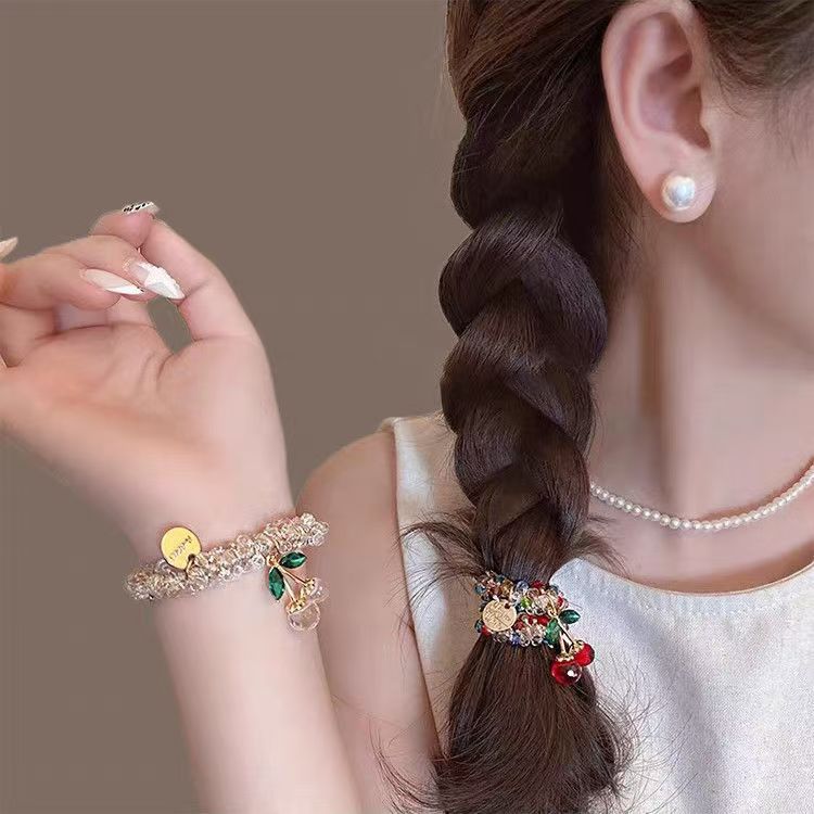 Sweet Cherry High Elastic Ponytail Hair Ring Bracelet Dual Purpose Hair Accessories