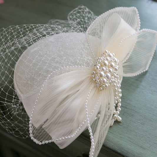 Vintage Mesh White Pearl Hat