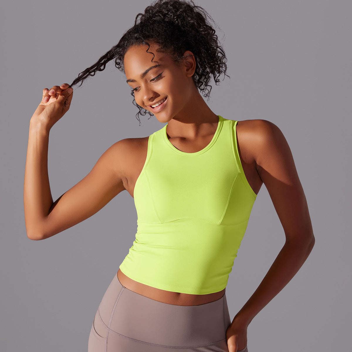 Women's Long High Elastic Sports Vest With Chest Pad