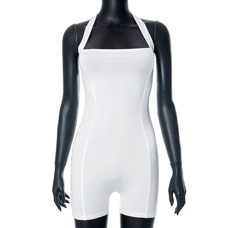 Jumpsuit til kvinder med halterneck og bar ryg